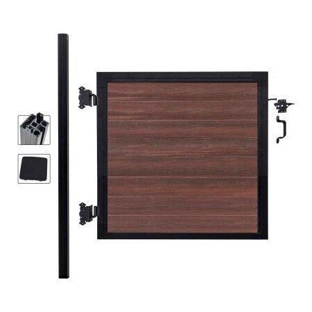 Jewett Cameron Companies Full Composite 4'Wx4'H Black Rose Aluminum/Composite Adjustable Single Gate Kit-IN GROUND ONLY EF UT1224